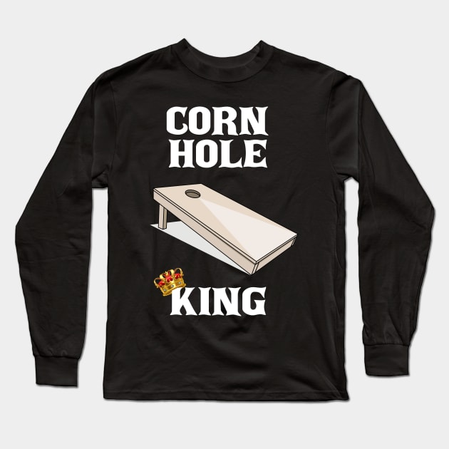 Cornhole King Crown Long Sleeve T-Shirt by LetsBeginDesigns